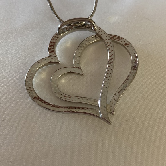 NWOT - Swarovski Crystal Double Floating Heart Silver Tone Necklace* - Picture 9 of 9